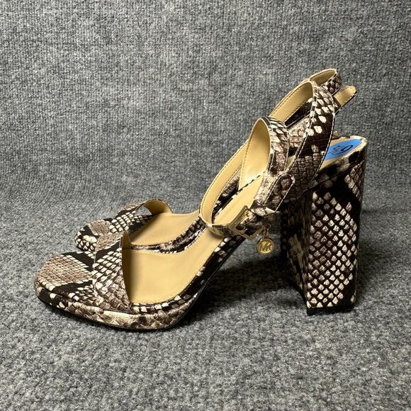 Michael Kors Snake Skin Print Block Heel Ankle Strap Sandals Size 6.5M - Picture 3 of 10